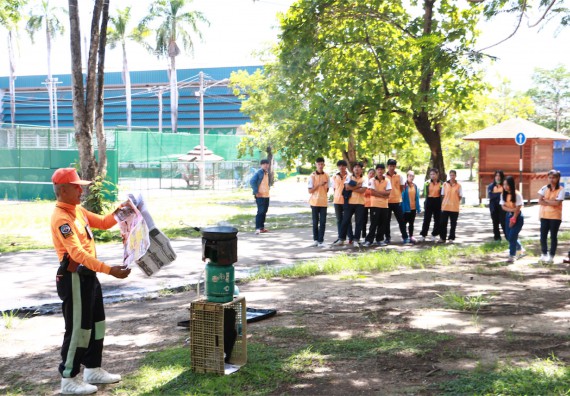 คณะวิทยาศาสตร์และเทคโนโลยี เข้าร่วมจัดกิจกรรมการเผชิญเหตุอัคคีภัยในสถานศึกษา