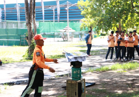 คณะวิทยาศาสตร์และเทคโนโลยี เข้าร่วมจัดกิจกรรมการเผชิญเหตุอัคคีภัยในสถานศึกษา