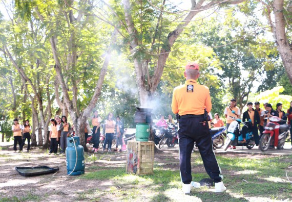 คณะวิทยาศาสตร์และเทคโนโลยี เข้าร่วมจัดกิจกรรมการเผชิญเหตุอัคคีภัยในสถานศึกษา