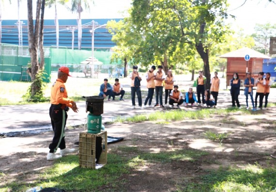 คณะวิทยาศาสตร์และเทคโนโลยี เข้าร่วมจัดกิจกรรมการเผชิญเหตุอัคคีภัยในสถานศึกษา