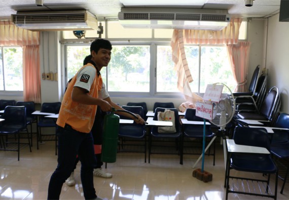 คณะวิทยาศาสตร์และเทคโนโลยี เข้าร่วมจัดกิจกรรมการเผชิญเหตุอัคคีภัยในสถานศึกษา