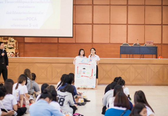 ภาพกิจกรรม นักศึกษาคณะวิทยาศาสตร์และเทคโนโลยี เข้าร่วมโครงการฝึกอบรมการประกันคุณภาพการศึกษา โดยกระบวนการจัดการความรู้ QA.KM