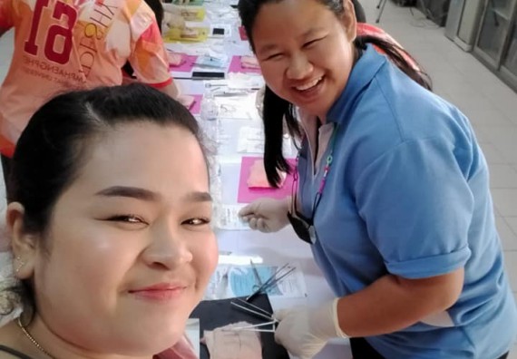 ภาพกิจกรรม โปรแกรมวิชาสาธารณสุขศาสตร์ จัดอบรมการเย็บแผล ตัดไหม