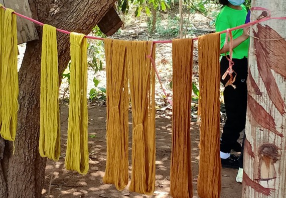 ภาพกิจกรรม  โปรแกรมวิชาเคมี จัดการฝึกอบมเชิงปฏิบัติการการย้อมเส้นด้ายฝ้ายด้วยสีจากธรรมชาติ