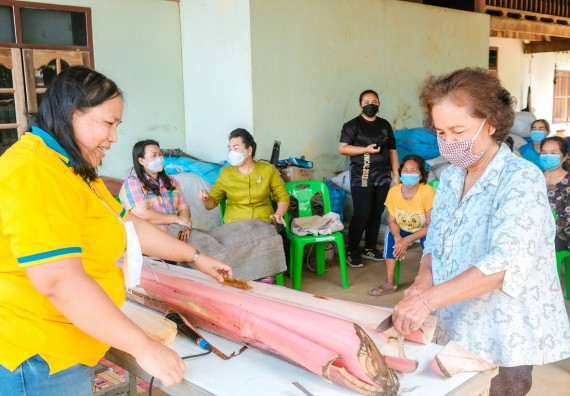 ภาพกิจกรรมคณะวิทยาศาสตร์และเทคโนโลยี จัดอบรมเชิงปฏิบัติการ เรื่อง การปั่นด้ายจากใยกล้วยผสมฝ้าย
