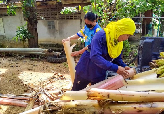 ภาพกิจกรรมคณะวิทยาศาสตร์และเทคโนโลยี จัดอบรมเชิงปฏิบัติการ เรื่อง การปั่นด้ายจากใยกล้วยผสมฝ้าย
