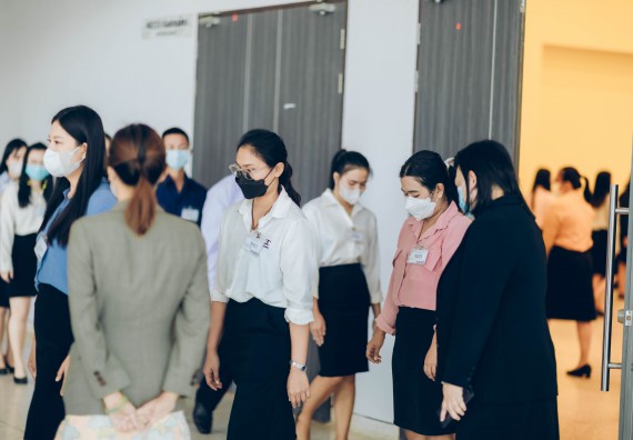 ภาพกิจกรรม  บรรยากาศการฝึกซ้อมพระราชทานปริญญาบัตรประจำปี 2565 กลุ่มย่อย คณะวิทยาศาสตร์และเทคโนโลยีมหาวิทยาลัยราชภัฎกำแพงเพชร