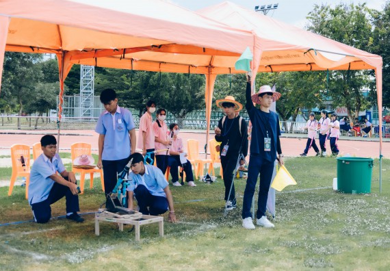 ภาพกิจกรรม  คณะวิทยาศาสตร์และเทคโนโลยี จัดการแข่งขันจรวดขวดน้ำ ระดับประถมศึกษา มัธยมศึกษาตอนต้น มัธยมศึกษาตอนปลาย งานสัปดาห์วิทยาศาสตร์แห่งชาติ ส่วนภูมิภาค ประจำปี 2566