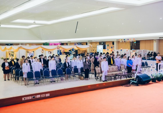 ภาพกิจกรรม  คณะวิทยาศาสตร์และเทคโนโลยี จัดพิธีถวายราชสดุดี พิธีถวายพานพุ่มสักการะและพิธีเปิด งานสัปดาห์วิทยาศาสตร์แห่งชาติ ส่วนภูมิภาค ประจำปี 2566