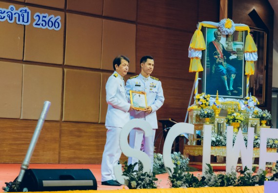 ภาพกิจกรรม  คณะวิทยาศาสตร์และเทคโนโลยี จัดพิธีถวายราชสดุดี พิธีถวายพานพุ่มสักการะและพิธีเปิด งานสัปดาห์วิทยาศาสตร์แห่งชาติ ส่วนภูมิภาค ประจำปี 2566