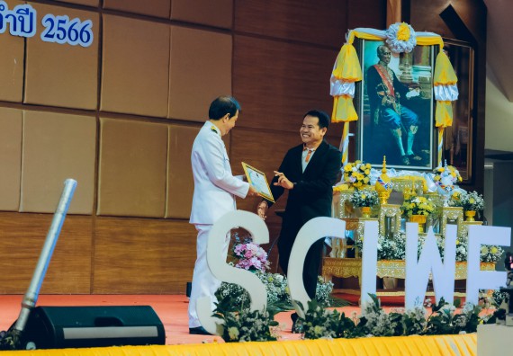 ภาพกิจกรรม  คณะวิทยาศาสตร์และเทคโนโลยี จัดพิธีถวายราชสดุดี พิธีถวายพานพุ่มสักการะและพิธีเปิด งานสัปดาห์วิทยาศาสตร์แห่งชาติ ส่วนภูมิภาค ประจำปี 2566