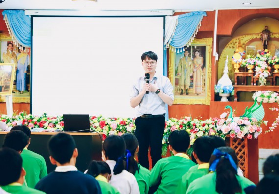 ภาพกิจกรรม  คณะวิทยาศาสตร์และเทคโนโลยี จัดค่ายวิทยาศาสตร์สัญจร ปีการศึกษา 2566  โรงเรียนคลองลานพัฒนาจินดาศักดิ์